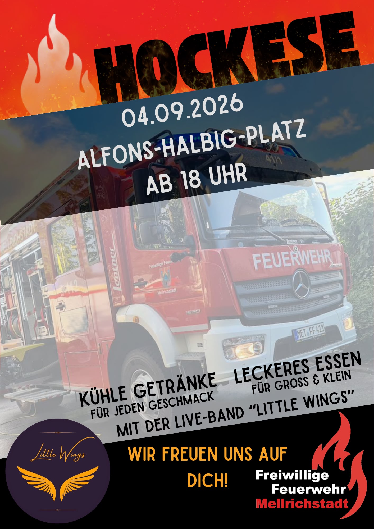 Hockese am Alfons-Halbig-Platz vom Verein der Freiwilligen Feuerwehr Mellrichstadt